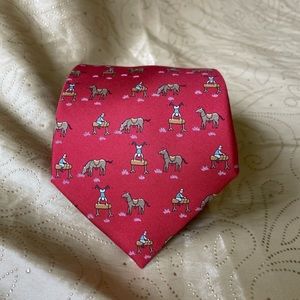 EUC Hermés whimsical equestrian burgundy silk tie (7861 UA)